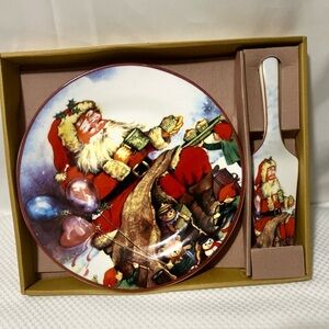 Christmas Cake Plate with Server